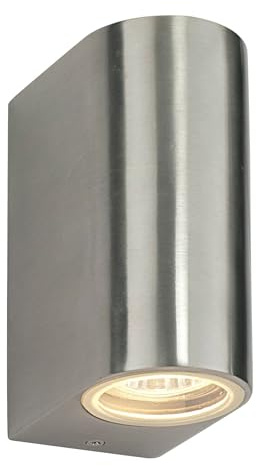 Saxby Doron 35W Twin Brushed Die Cast Aluminium IP44 Outdoor Garden Up Down Wall Light
