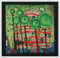Hundertwasser Blobs grow in beloved gardens Poster Kunstdruck Bild im Alu Rahmen in silber matt 48x48cm