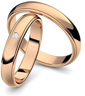 Eheringe Trauringe Rosegold Set AMOONIC mit Zirkonia Freundschaftsringe Paarpreis Verlobungsringe Partnerringe Silber 925 hochwertig vergoldet Ringpaar Hochzeitsringe Eheringe ER88VGRSZIFA-5060