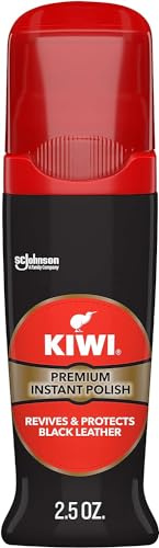 Kiwi Instant Shine & Protect Liquid Shoe Polish, Black, 1 Bottle with Sponge Applicator, 2.5 oz, Pack of 1