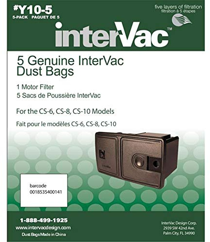 Sacs à poussière InterVac Design Corp (Y10-5)