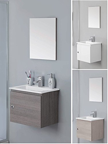 Bagno Italia Arredo bagno sospeso 50 cm mobile moderno bianco rovere chiaro o scuro lavandino in ceramica I