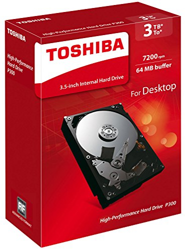 TOSHIBA - Disque dur Interne - P300 - 3To - 7200 tr/min - 3.5 Boite Retail (HDWD130EZSVA)