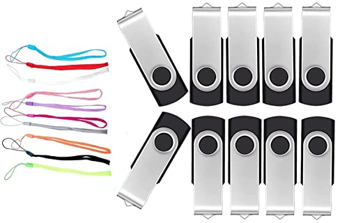 FEBNISCTE 10 Stück USB Sticks 4GB Memory Stick Einklappbare Speicherstick Flash Drive Daten-Speicherung Pendrive 4 GB 10er Pack Schwarz USB Flash Laufwerk Abschlussgeschenk für Schüler