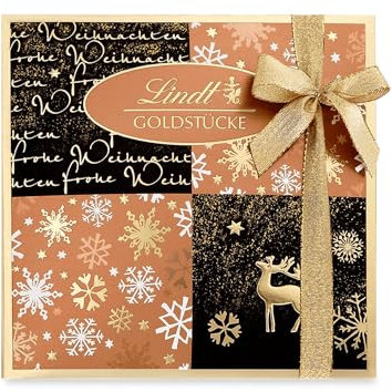Lindt Schokolade | Rosé Goldstücke Pralinés-Schachtel | 300g | 29 weihnachtliche Pralinen in 13 Sorten, teilweise mit Alkohol | Premium Pralinenmischung in Rosé-Geschenkbox zu Weihnachten