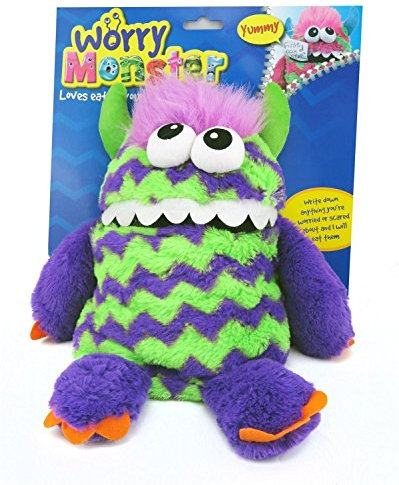 LILA WORRY MONSTER PLÜSCHTIER SPIELZEUG EMPFOHLEN VON KINDER PSYCHOLOGEN SCHREIBEN NACH UNTEN IHRE SORGEN