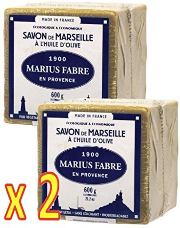 Marius Fabre - SAVON DE MARSEILLE ˆ l'Huile d'Olive Cube de 600 Gr - Lot de 2 Cubes 600 Gr