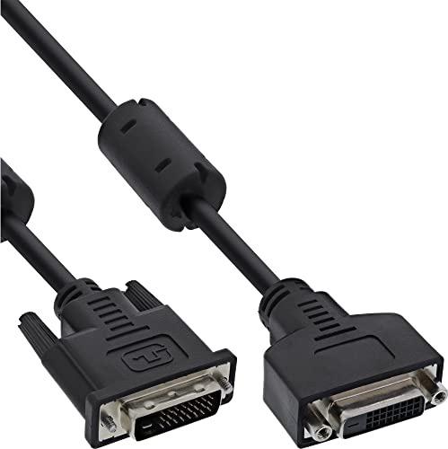 InLine 17776 DVI-D Verlängerung, Dual Link 24+1 Stecker auf 24+1 Buchse, 2 Ferrite, 5m
