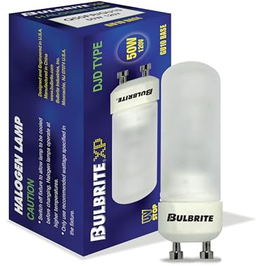 Bulbrite Q50FR/GU10 120-Volt Halogen DJD Type Tubular GU10 Bulb, Frosted, 50-Watt