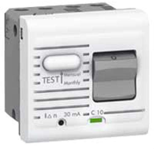 Legrand 077531 Mosaic Uni+Neutre Disjoncteur Différentiel, 230V, 10A, 2 Modules, Blanc