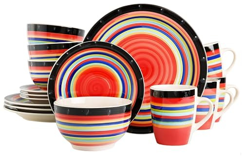 Gibson Home Casa Stella Dinnerware Set, Red, 16-Piece