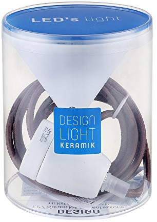 Design Set - Textilkabel mit Keramik-Lampenfassung E27 und weißem Baldachin (braun)