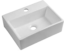 iBathUK Lavabo rectangular moderno de cerámica, color blanco brillante, 400 x 300 mm