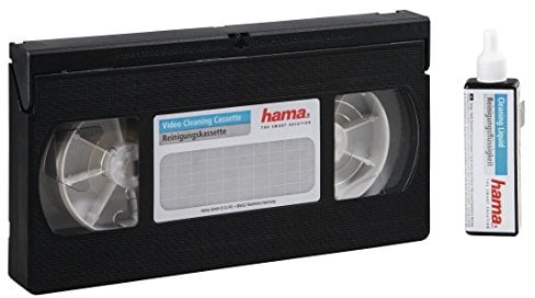 Hama Cassette de Nettoyage VHS pour MAGNETOSCOPE (Nettoyeur de tête vidéo lecteurs VHS/S-VHS/VHS-C/S-VHS-C, liquide de nettoyage inclus, Nettoyant de Têtes Vidéo - K7 nettoyage VHS) Noir