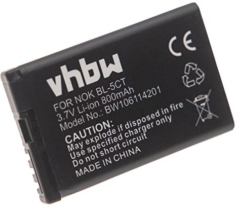 vhbw Akku kompatibel mit Nokia 5630 XpressMusic, 6303 Classic, 6303, 6303 Classic Illuvial Handy Smartphone Telefon (800 mAh, 3,7 V, Li-Ion)