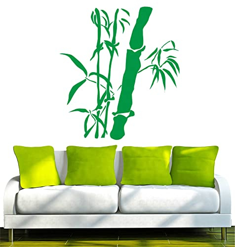 WANDTATTOO grün w333 Bambus Gras Wandauskleber, 80x72 cm - Dekoration Fensterfolie - Wandaufkleber - Kinderzimmer Wohnzimmer Schlafzimmer Küche Badezimmer Büro Hotel