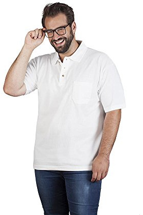 Heavy Poloshirt mit Brusttasche Plus Size Herren, Weiß, 4XL