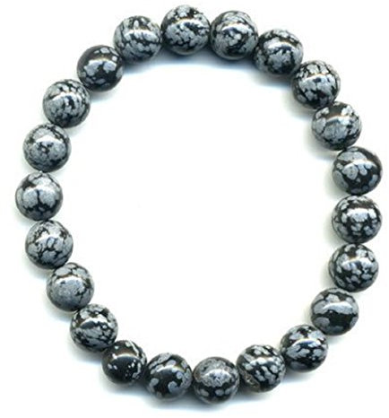 Bracelet obsidienne neige (boules 8mm)