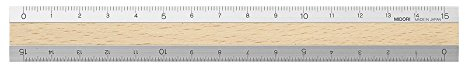 Midori Lineal aus Aluminium und Holz, 15 cm, Hellbraun (42257006)