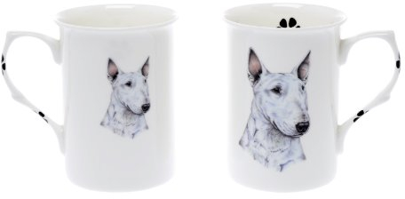 (BB28) Set of 2 Bone China BEAKERS/Mugs English Bull Terrier Dog Presentation Gift Boxed- Lovely Gift Kirsty Jayne China
