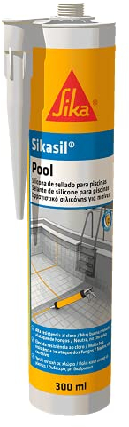 SIKA - Sellador de Silicona neutra para juntas en piscinas - Sikasil Pool - Blanco - Alta resistencia al cloro y antifungicida - 300ml