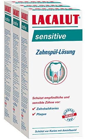 LACALUT SENSITIVE Zahnspülung, 300ml Zahnspül-Lösung, zur täglichen Vorsorge gegen Zahnfleischentzündungen, bei schmerzempfindlichen Zähne, Plaque-Bakterien und Karies, 3x300ml…