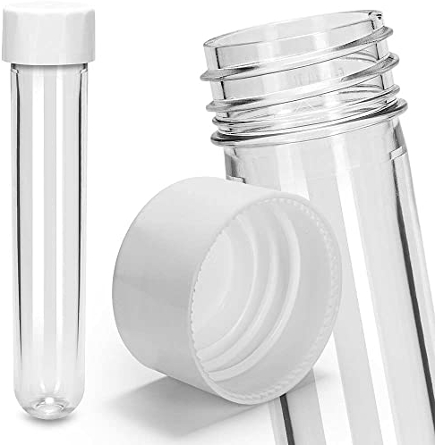 Tuuters 10x PET Kunststoff Reagenzgläser mit Deckel Schraubverschluss, Petling (140 x Ø25mm, 40ml)