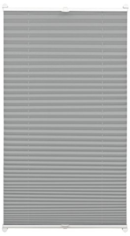 Gardinia Plissee zum Klemmen, Blickdichtes Faltrollo, Alle Montage-Teile inklusive, EASYFIX Plissee verspannt mit Zwei Bedienschienen, Schiefer, 80 x 130 cm (BxH)
