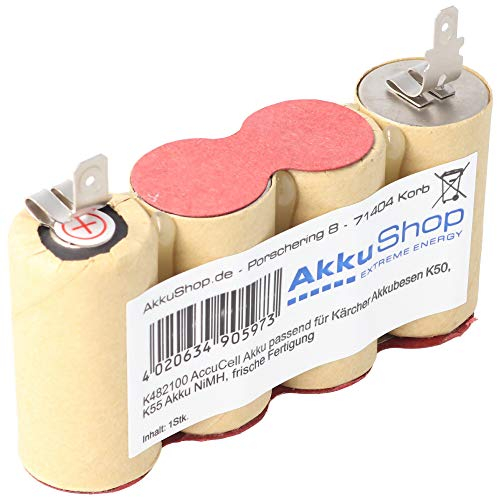 AccuCell Batteria adatta per scopa a batteria Kärcher K50 e K55 I batteria NiMH 2000 mAh 4,8 Volt I batteria di ricambio per scopa a batteria Kärcher I batteria da 4,8 Volt I batteria di ricambio