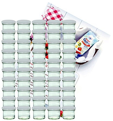 MamboCat - Lot de 75 bocaux à confiture en verre de 125 ml avec couvercles argentés To 66 Livre de recettes de gelée (français non garanti)