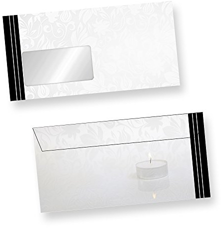 Briefumschläge Trauer (1000 Stück MIT Fenster) DIN lang Trauer-Umschläge für Trauerbriefe oder Karten, MIT FENSTER. Passendes Briefpapier erhältlich oder auch als Set.