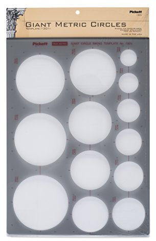 Pickett Giant Metric Circles Template, Circle Range 25mm to 85mm in Diameter (1301I)
