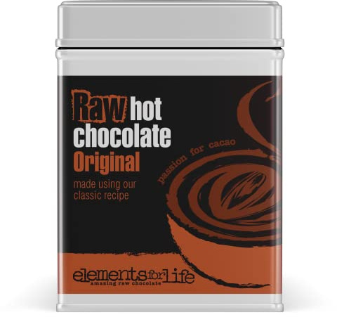 Premium Vegan Raw Hot Chocolate Cocoa Powder | Original Chocolate flavour | Criollo, Raw Cacao & Coconut Blossom Sugar | Dairy Free, Soya free and Gluten Free | 1 x 175g Tin Can