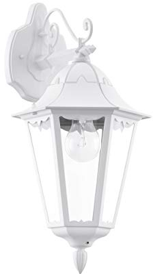 EGLO Außen-Wandlampe Navedo, 1 flammige Außenleuchte, Wandleuchte aus Aluguss und Glas, Farbe: Weiß, Fassung: E27, IP44