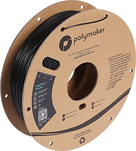 Buildtak PM70107 PolyFlex Flexible Filament, TPU, 0,75 kg Spool, 1,75 mm Durchmesser, Echt Schwarz