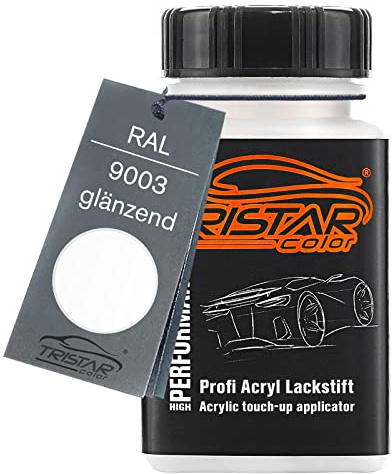 TRISTARcolor RAL 9003 Signalweiss glänzend Lackstift | Lackfläschchen mit Pinsel, 50 ml, schnelltrocknend