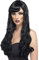 SMIFFYS Parrucca da donna desiderosa, nera, lunga, riccia con frangetta