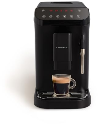CREATE / THERA MATIC TOUCH/Cafetera superautomática negra / 20 bar, tanque de 1,5l, depósito para granos de café de 180g, brazo vaporizador, panel de control táctil, función autolimpieza, 1350W