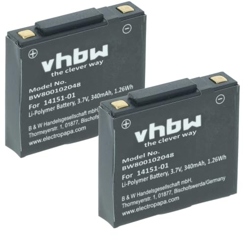 vhbw 2X Akku kompatibel mit GN Netcom Jabra 9120 | GN9120, 9125, GN9125, GN9120 Flex Wireless Headset Kopfhörer (340 mAh, 3,7 V, Li-Polymer)