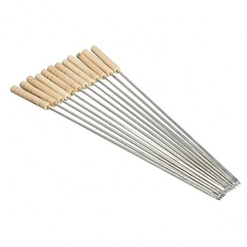 Dealglad® 12pcs Stainless BBQ Barbeque Skewers 41cm Needle Stick Utensil Outdoor with Wooden Handle