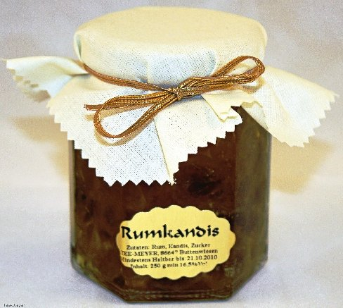 Rumkandis 250 g Glas mit Tuch Vorratspack Tee-Meyer