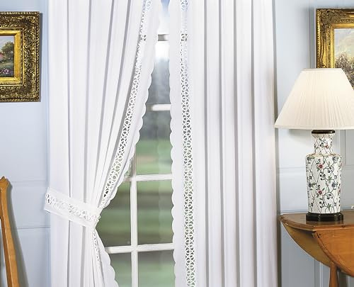 Today's Curtain, Hellina Tapework Panel Pair 84, White, 4-Piece-Set, 80 W x 84 L