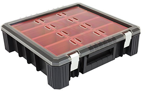 Patrol Group ORGHD400CZAPG001 Organizer HD 400 Sortimentskasten Kleinteilebox 12 Boxen Magazin Herausnehmbar Klarsichtdeckel, vielfarbig,