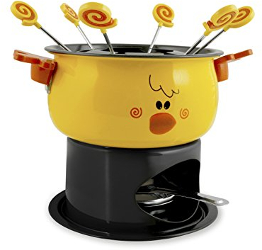 Home Duck Service à Fondue, Bois/Métal, Noir, 11 Pièces