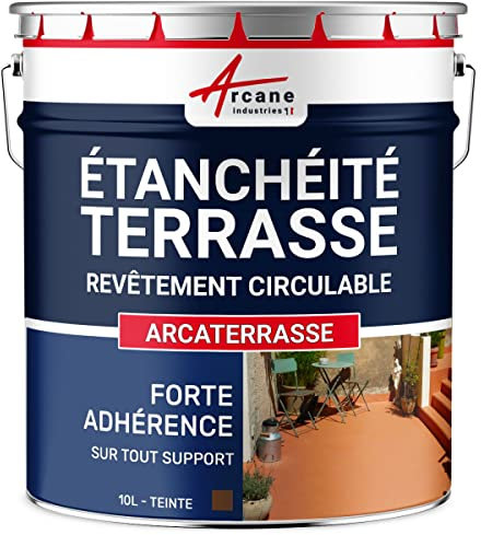 Peinture, résine étanchéité Terrasse - Imperméabilisation terrasse circulable, balcon, sols extérieurs, béton 10 L - Taupe - ARCANE INDUSTRIES