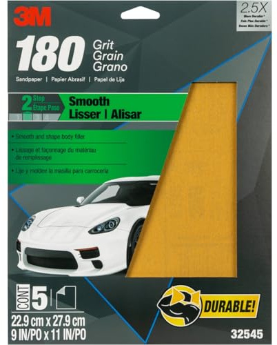 3M Schleifpapier, 32545, Körnung 180, 22,9 x 27,9 cm