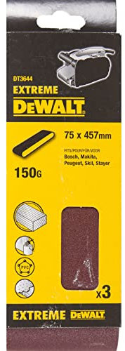 Dewalt Sanding Belts, 75 x 457mm, Grit Size 150, Pack QTY 3 DT3644-QZ
