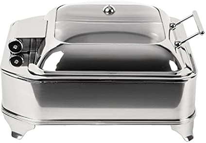 Olympia Square Electric Chafer 410X410X240mm Stainless Steel & Glass Dish