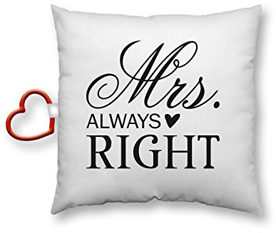 Wortheld 43084 Baumwollkissen Mrs. Always right, 30 cm x 30 cm, weiß