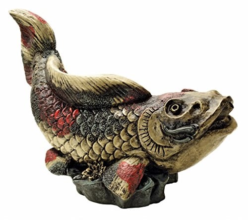Design Toscano Statue de poisson Koi asiatique avec tuyau